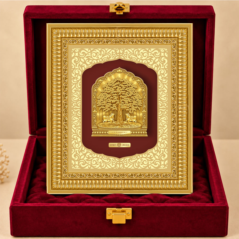24K Gold-Plated Kalpavriksha Frame | Premium Gift Box | 35x30 CM