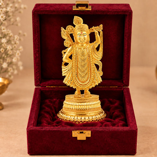24K Gold-Plated Shrinath Ji Idol | Premium Gift Box | 25x11.5 CM