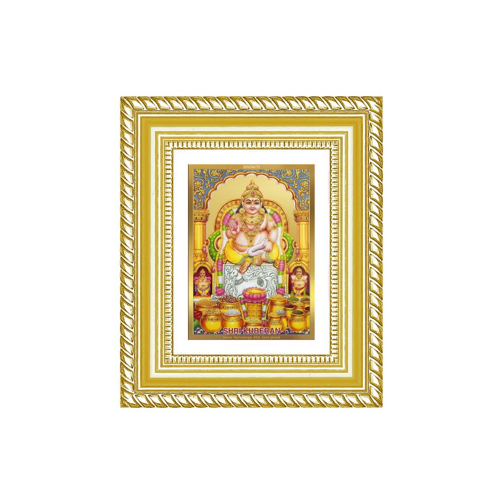 Diviniti 24K Gold Plated Kuber Divine Table Top Frame for Home Mandir & Office Decor | Luxury Spiritual Gift