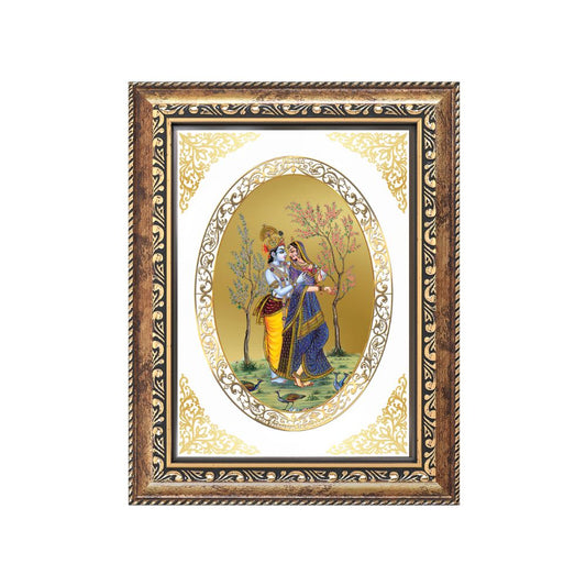 Radha Krishna Divine Eternal Love & Devotion Sacred Royal Tabletop Frame in 24K Gold Plated Foil