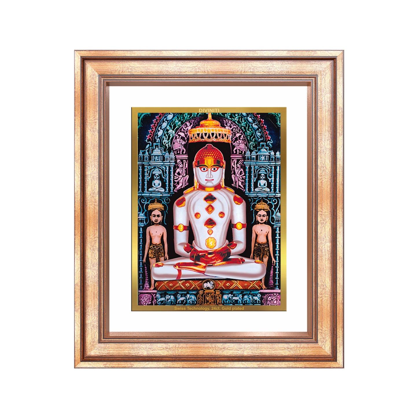 Diviniti 24K Gold Plated Adinath Divine Wall Frame for Home Mandir & Office Decor | Premium Jain Spiritual Gift