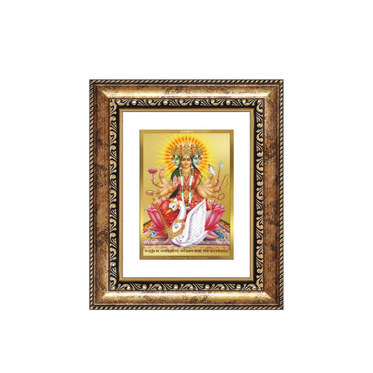 Diviniti 24K Gold Plated Gayatri Maa Divine Table Top Frame for Home Mandir & Office Decor | Luxury Spiritual Gift