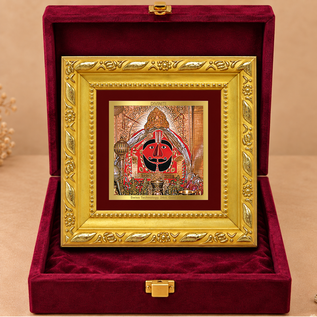 24K Gold-Plated Salasar Balaji Frame | Premium Gift Box | 10x10 CM