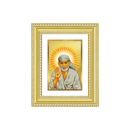 Diviniti 24K Gold Plated Sai Baba With Blessings (Classic) Divine Wall and Table Top Frame for Home Mandir & Office Decor | Luxury Spiritual Gift