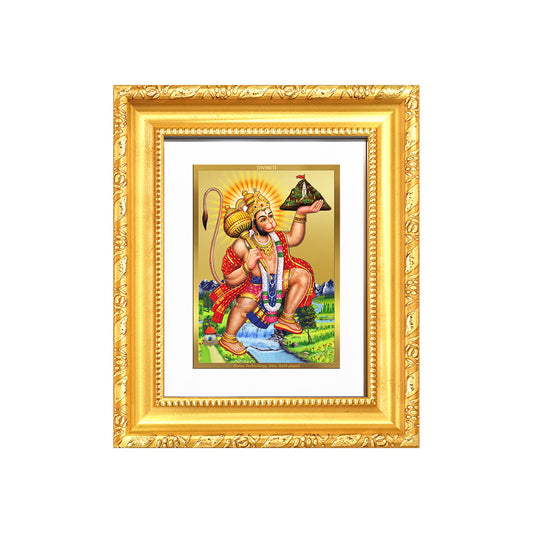Diviniti 24K Gold Plated Hanuman With Mountain |Divine Table Top Frame for Home Mandir & Office Decor | Luxury Spiritual Gift