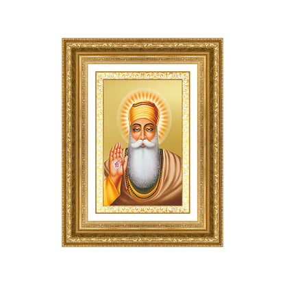 Diviniti 24K Gold Plated Guru Nanak Dev Ji (Classic) Sacred Sikh Wall Frame for Home Decor & Office Ambiance | Premium Spiritual Gift