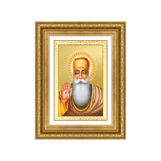 Diviniti 24K Gold Plated Guru Nanak Dev Ji (Classic) Sacred Sikh Wall Frame for Home Decor & Office Ambiance | Premium Spiritual Gift