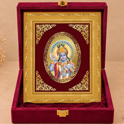 24K Gold-Plated Lord Vishnu Frame | Premium Gift Box | 16x13.5 CM