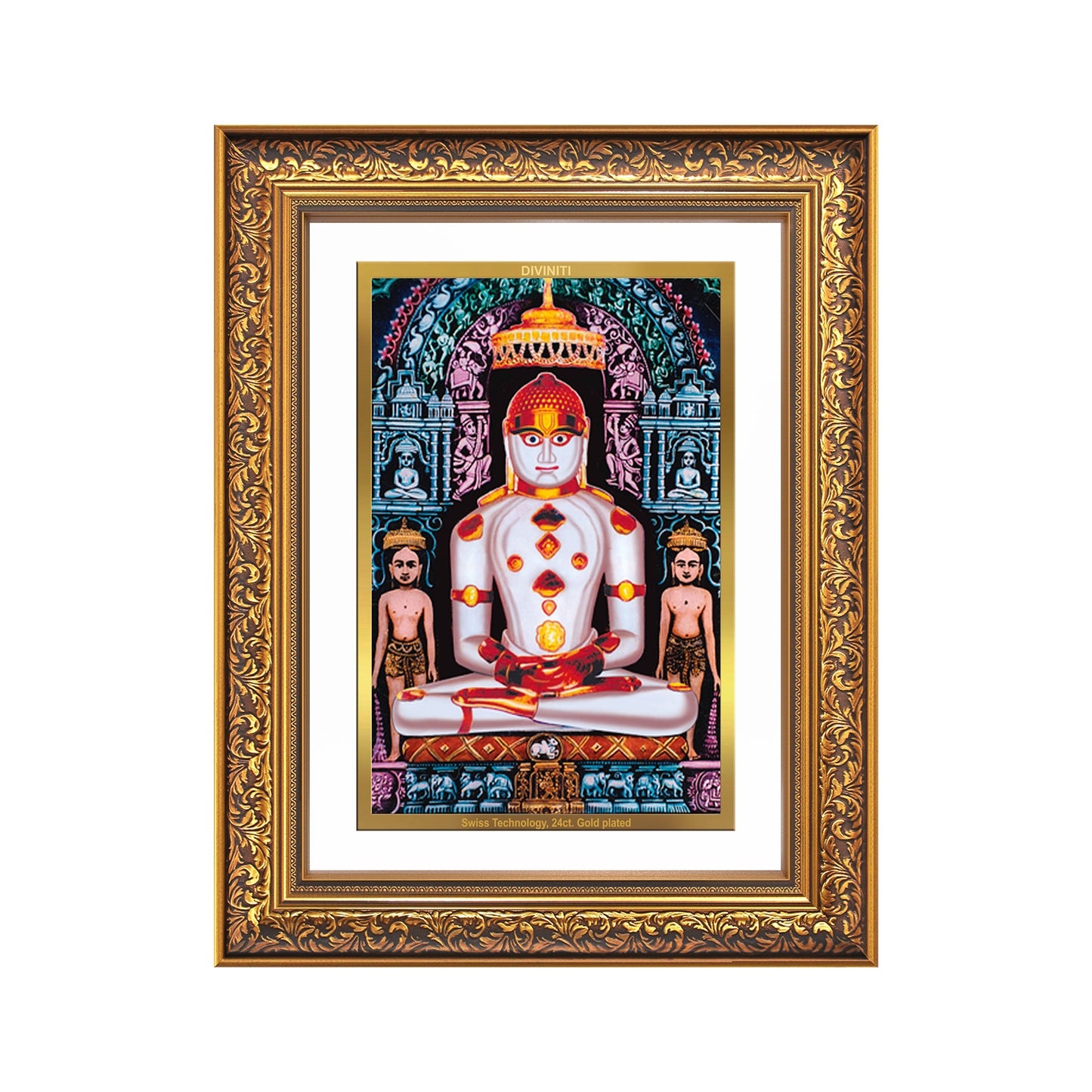 Diviniti 24K Gold Plated Adinath Divine Wall Frame for Home Mandir & Office Decor | Premium Jain Spiritual Gift