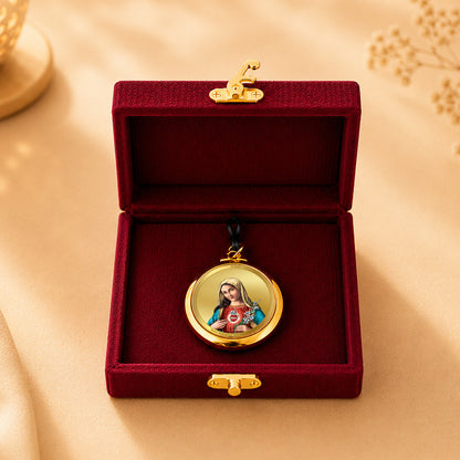 Diviniti 24K Double sided Gold Plated Pendant Mother Merry and Holy Cross|28 MM Flip Coin