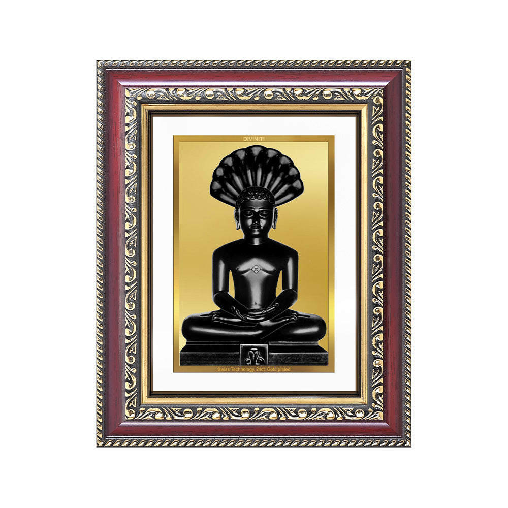 Diviniti 24K Gold Plated Parshvanath (Classic) Divine Wall and Table Top Frame for Home Mandir & Office Decor | Luxury Spiritual Gift