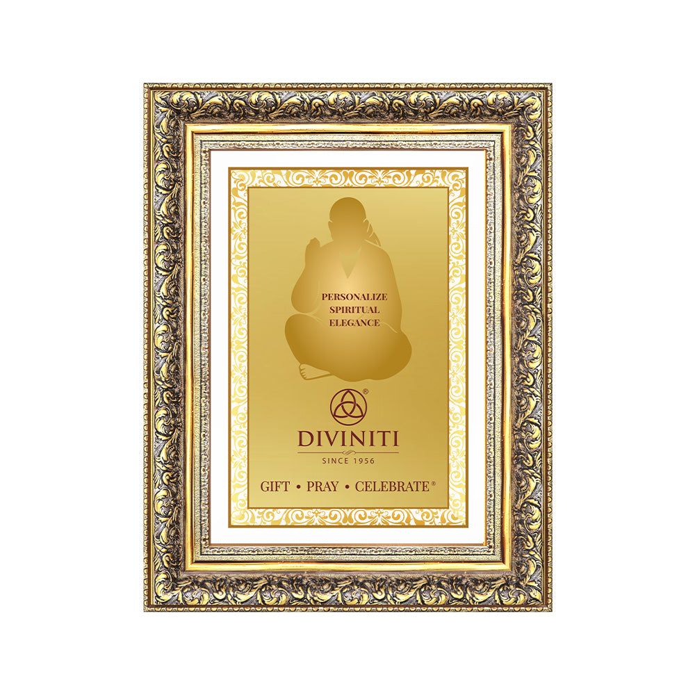 Diviniti Double Glass Frame Personalised Wall Mount Photo Frame in 24K Gold Plated Foil