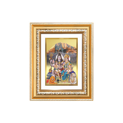 Diviniti 24K Gold Plated Shiv Parivar (Classic) Divine Wall and Table Top Frame for Home Mandir & Office Decor | Luxury Spiritual Gift
