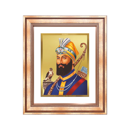 Diviniti 24K Gold Plated Guru Gobind Singh Ji (Classic) Sacred Sikh Wall Frame for Home Decor & Office Ambiance | Premium Spiritual Gift