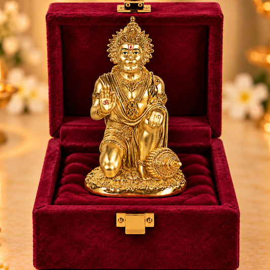 24K Gold-Plated Hanuman Idol | Premium Gift Box | 19.5x11 CM