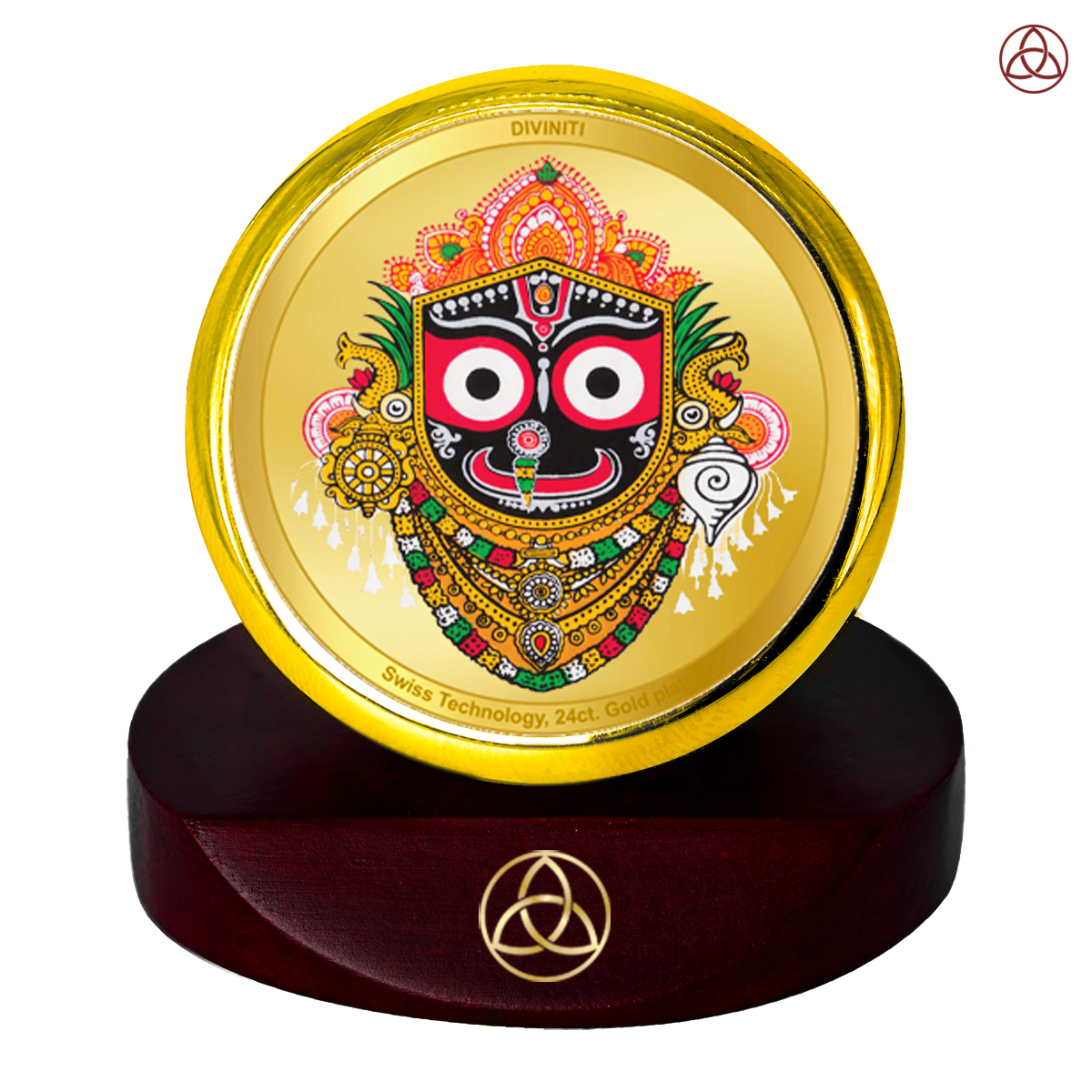 Jagannath Balaram Suvadra | Divine Lord Jagannath Family Car Dashboard & Tabletop Photo Frame in 24K Gold Plated Foil
