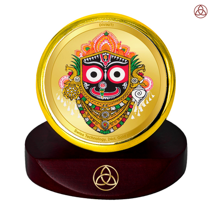 Jagannath Balaram Suvadra | Divine Lord Jagannath Family Car Dashboard & Tabletop Photo Frame in 24K Gold Plated Foil