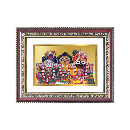 Diviniti 24K Gold Plated Jagannath Subhadra Balabhadra (Classic) Divine Wall Frame for Home Mandir & Office Decor | Luxury Spiritual Gift