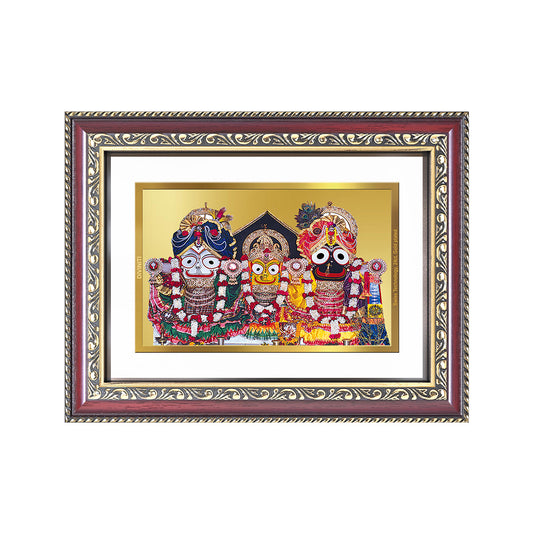 Diviniti 24K Gold Plated Jagannath Subhadra Balabhadra (Classic) Divine Wall Frame for Home Mandir & Office Decor | Luxury Spiritual Gift
