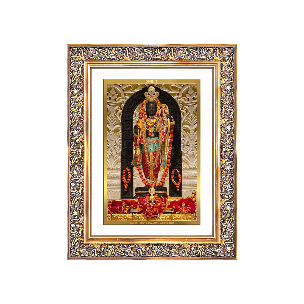 Diviniti 24K Gold Plated Ram Lalla (Classic) Divine Wall Frame for Home Mandir & Office Decor | Luxury Spiritual Gift