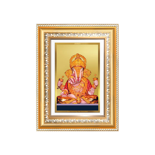 Diviniti 24K Gold Plated Dagadu Ganesha (Classic) Divine Wall Frame for Home Mandir & Office Decor | Luxury Spiritual Gift