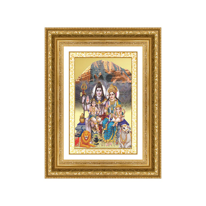 Diviniti 24K Gold Plated Shiv Parivar (Classic) Divine Wall Frame for Home Mandir & Office Decor | Luxury Spiritual Gift