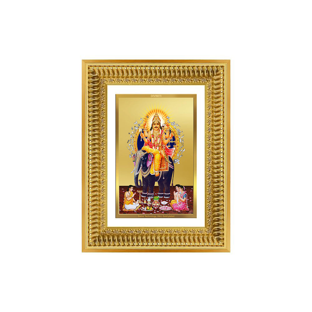 Diviniti 24K Gold Plated Vishvakarma (Classic) Divine Wall Frame for Home Mandir & Office Decor | Luxury Spiritual Gift