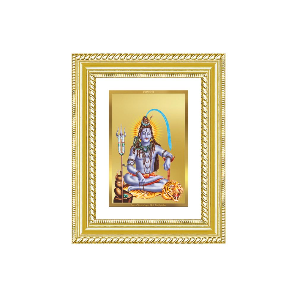 Diviniti 24K Gold Plated Shiva (Classic) Divine Wall and Table Top Frame for Home Mandir & Office Decor | Luxury Spiritual Gift