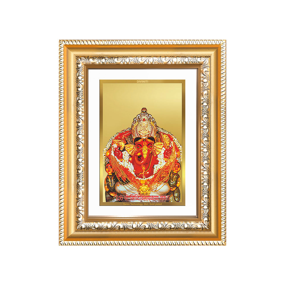 Diviniti 24K Gold Plated Siddhi Vinayak (Classic) Divine Wall and Table Top Frame for Home Mandir & Office Decor | Luxury Spiritual Gift