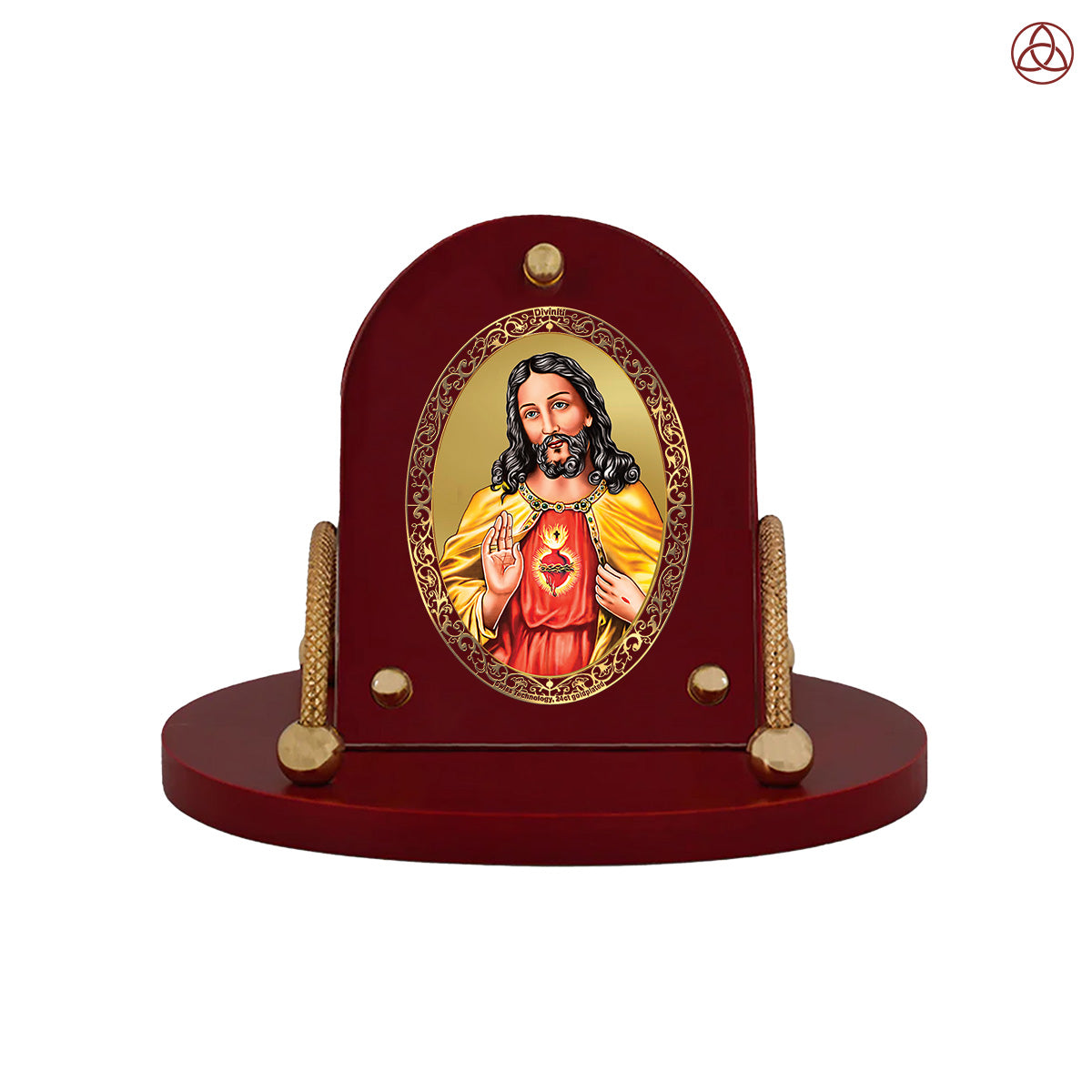 Jesus Christ | Divine Sacred Heart 24K Gold Plated Photo Frame for Car Dashboard, Home Décor & Tabletop | Blessings of Love, Faith & Protection