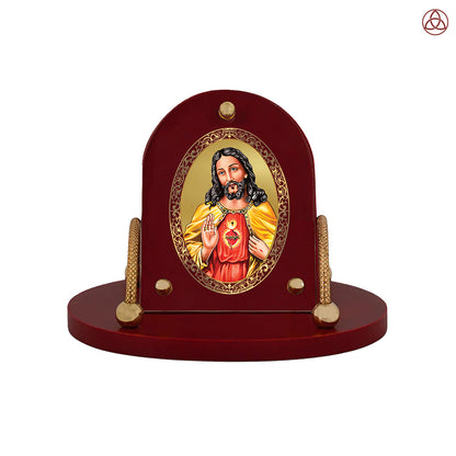 Jesus Christ | Divine Sacred Heart 24K Gold Plated Photo Frame for Car Dashboard, Home Décor & Tabletop | Blessings of Love, Faith & Protection