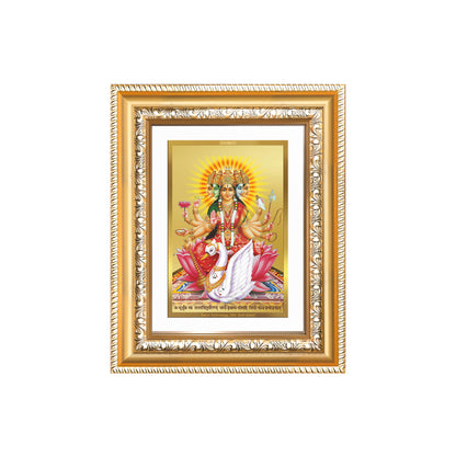 Diviniti 24K Gold Plated Gayatri Maa (Classic) Divine Wall and Table Top Frame for Home Mandir & Office Decor | Luxury Spiritual Gift