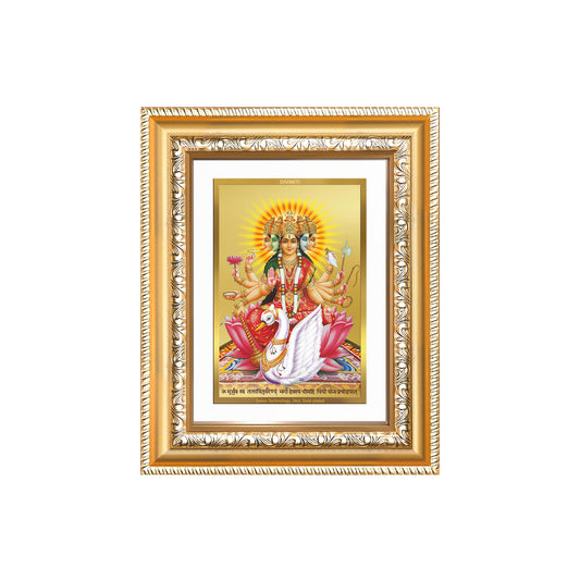 Diviniti 24K Gold Plated Gayatri Maa (Classic) Divine Wall and Table Top Frame for Home Mandir & Office Decor | Luxury Spiritual Gift