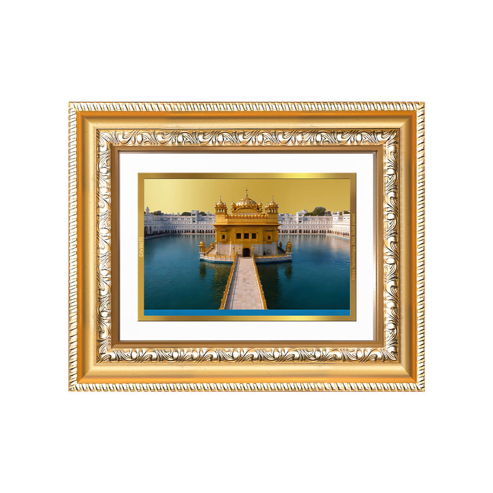 Diviniti 24K Gold Plated Golden Temple (Classic) Divine Wall and Table Top Frame for Home Mandir & Office Decor | Luxury Spiritual Gift
