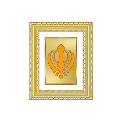 Diviniti 24K Gold Plated Khanda Sahib (Classic) Divine Wall and Table Top Frame for Home Mandir & Office Decor | Luxury Spiritual Gift