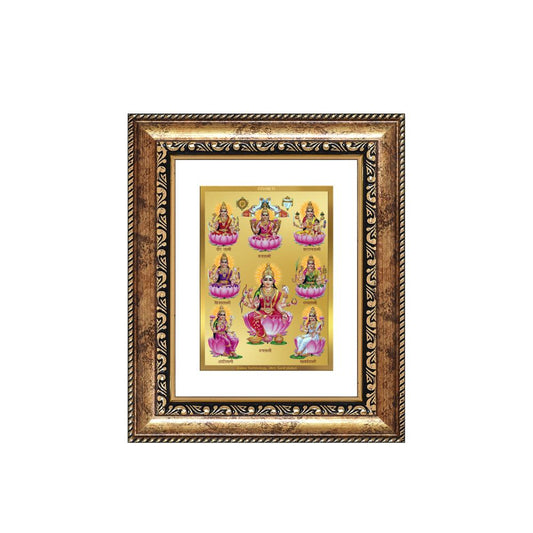 Diviniti 24K Gold Plated Ashtalakshmi Divine Table Top Frame for Home Mandir & Office Decor | Luxury Spiritual Gift
