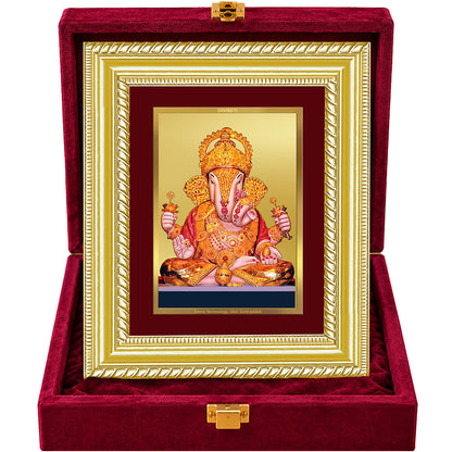 24K Gold-Plated Dagadu Ganesha Frame | Premium Gift Box | 21.5x17.5 CM