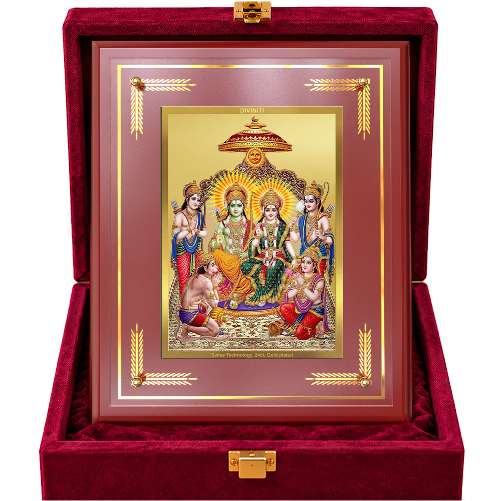 24K Gold-Plated Ram Darbar MDF Frame | Premium Gift Box | 27x35 CM