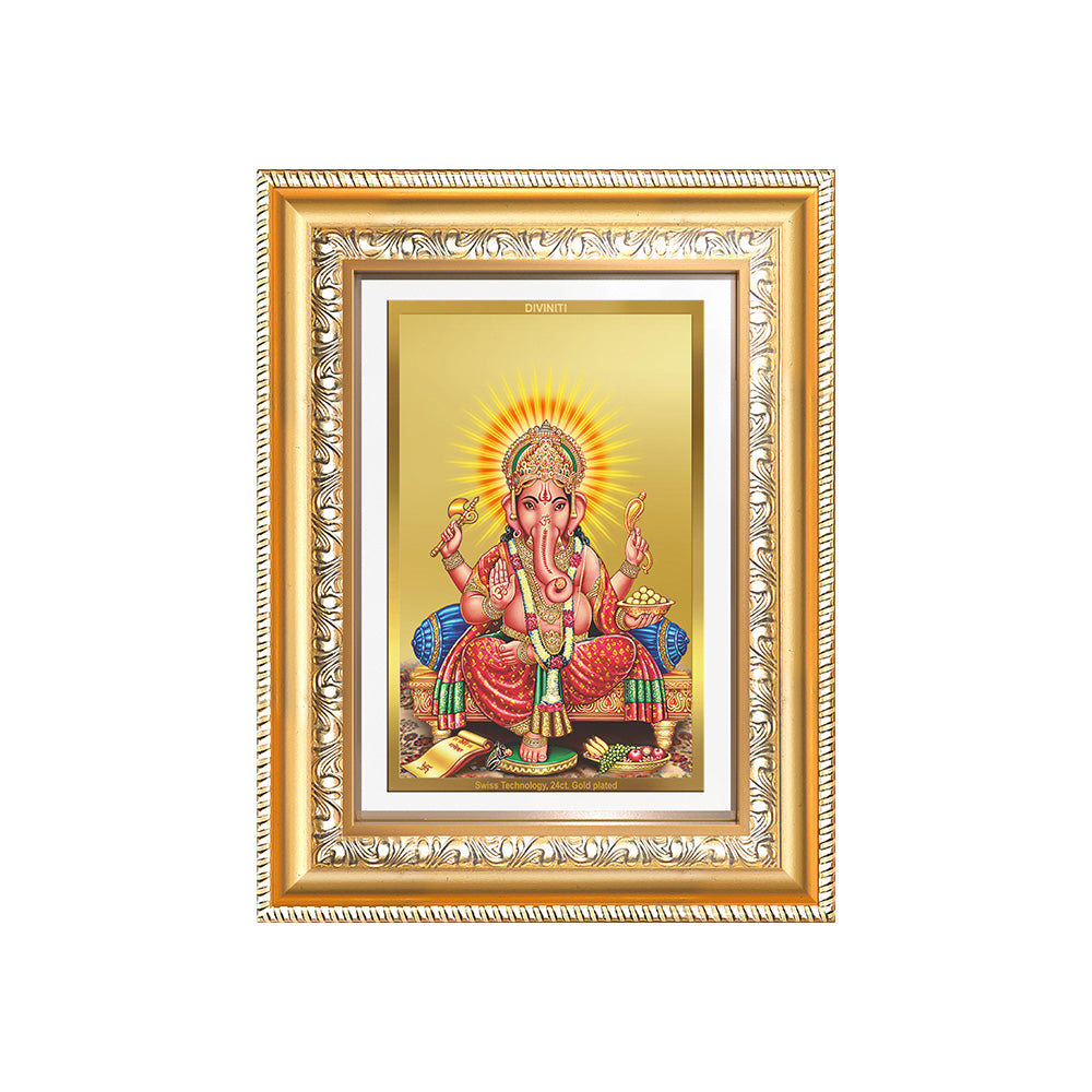 Diviniti 24K Gold Plated Ganesha (Classic) Divine Wall Frame for Home Mandir & Office Decor | Luxury Spiritual Gift