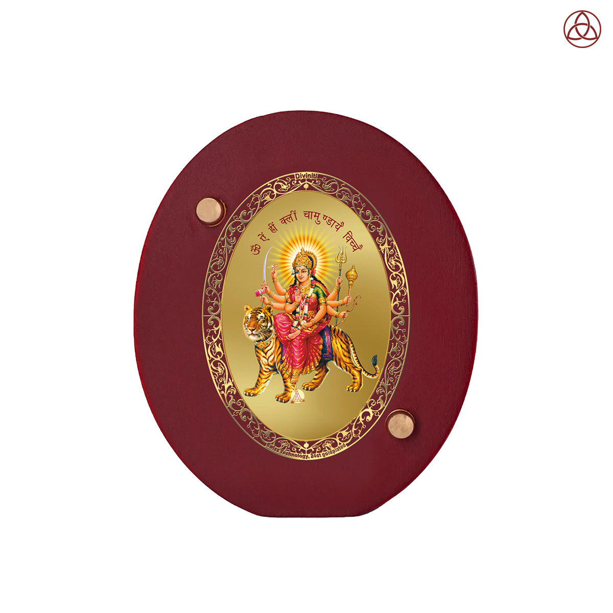 Durga Mata Car Dashboard & Tabletop Photo Frame in 24K gold plated royal foil