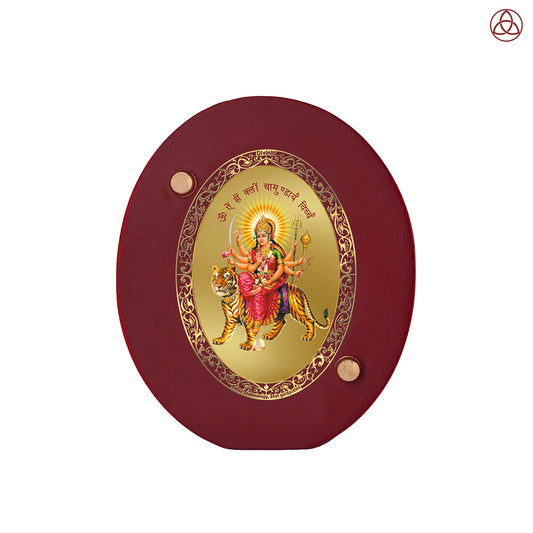 Durga Mata Car Dashboard & Tabletop Photo Frame in 24K gold plated royal foil