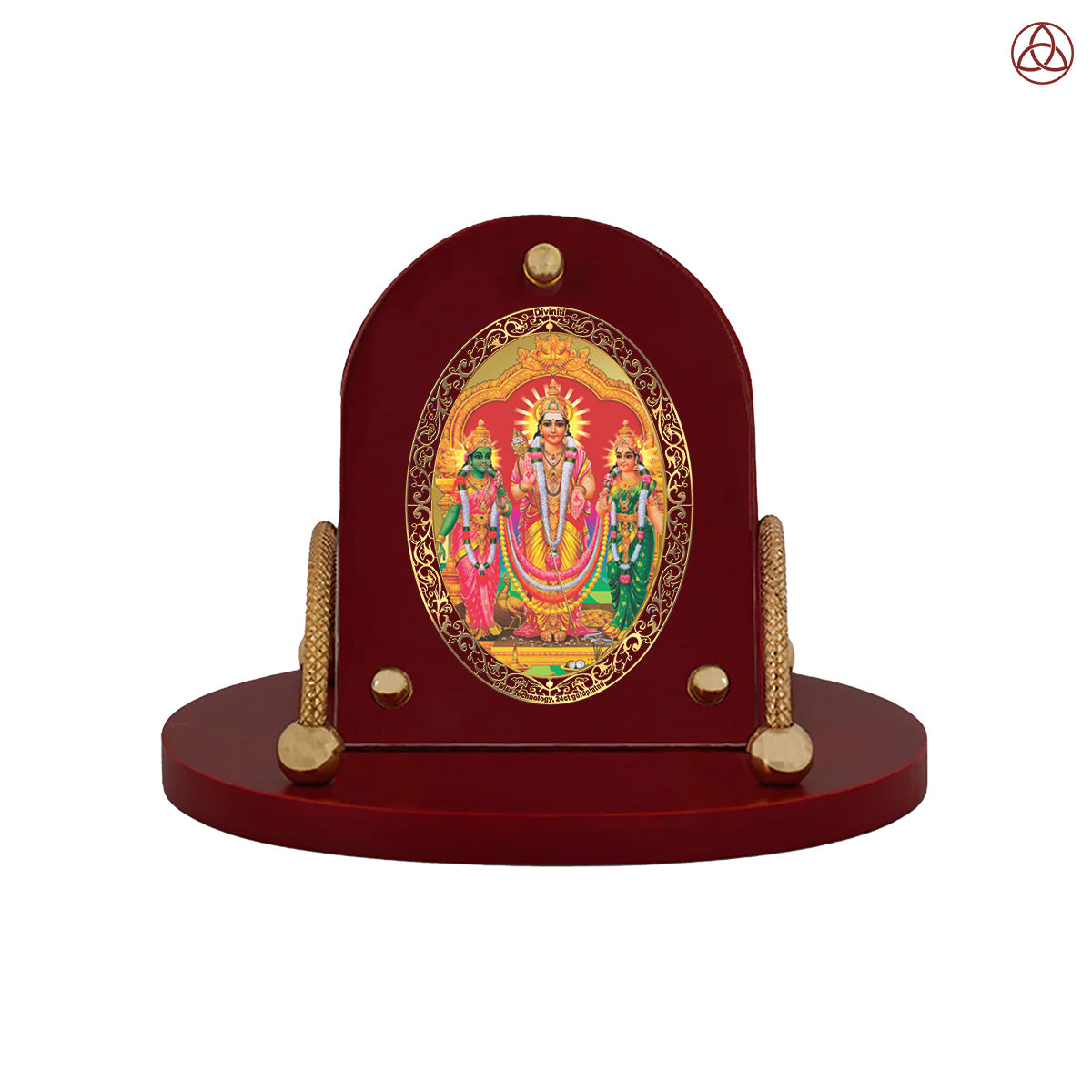 Murugan Velli | Lord Murugan (Kartikeya) 24K Gold Plated Divine Photo Frame for Car Dashboard, Home Décor & Tabletop | Blessings of Courage, Victory & Protection
