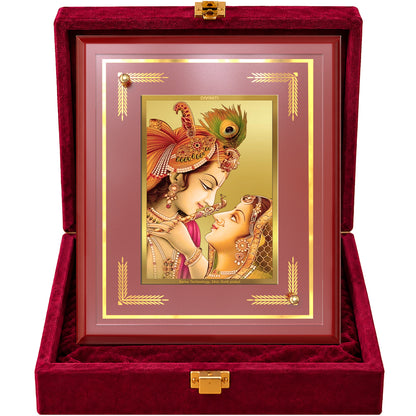 24K Gold-Plated Radha Krishna Close-Up MDF Frame | Premium Gift Box | 26x20 CM