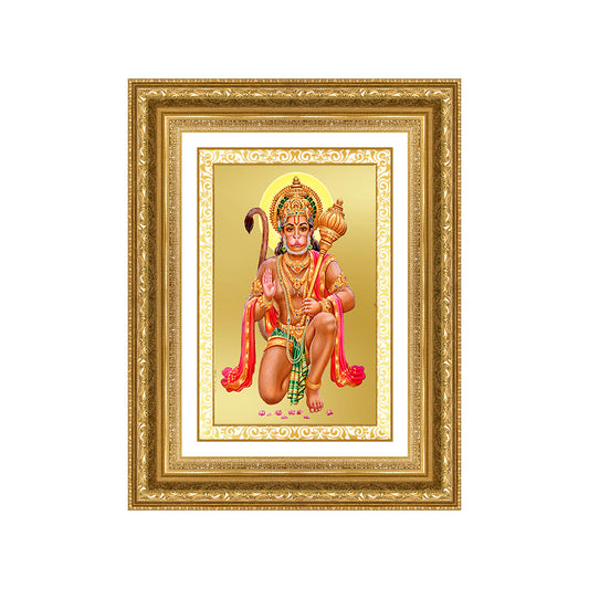 Diviniti 24K Gold Plated Hanuman With Blessings (Classic) Divine Wall Frame for Home Mandir & Office Decor | Luxury Spiritual Gift