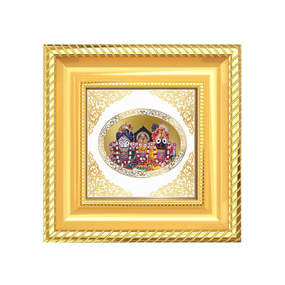 Jagannath Subhadra Balabhadra | Divine Trio Royal Tabletop Photo Frame in 24K Gold Plated Foil