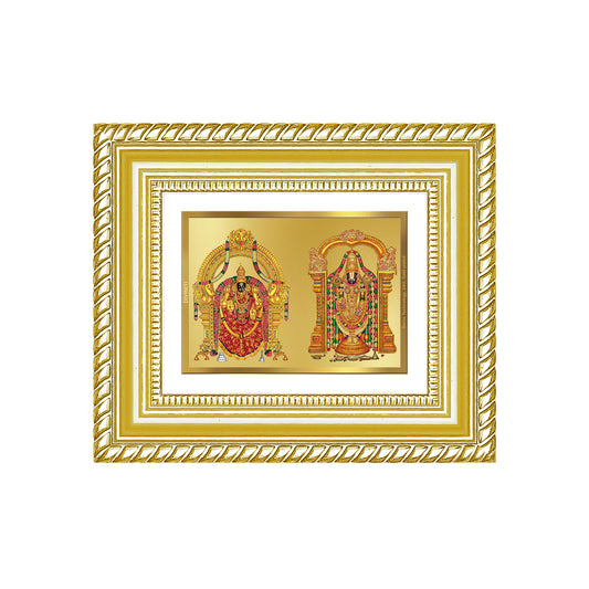 Diviniti 24K Gold Plated Padmavati And Balaji Divine Table Top Frame for Home Mandir & Office Decor | Luxury Spiritual Gift