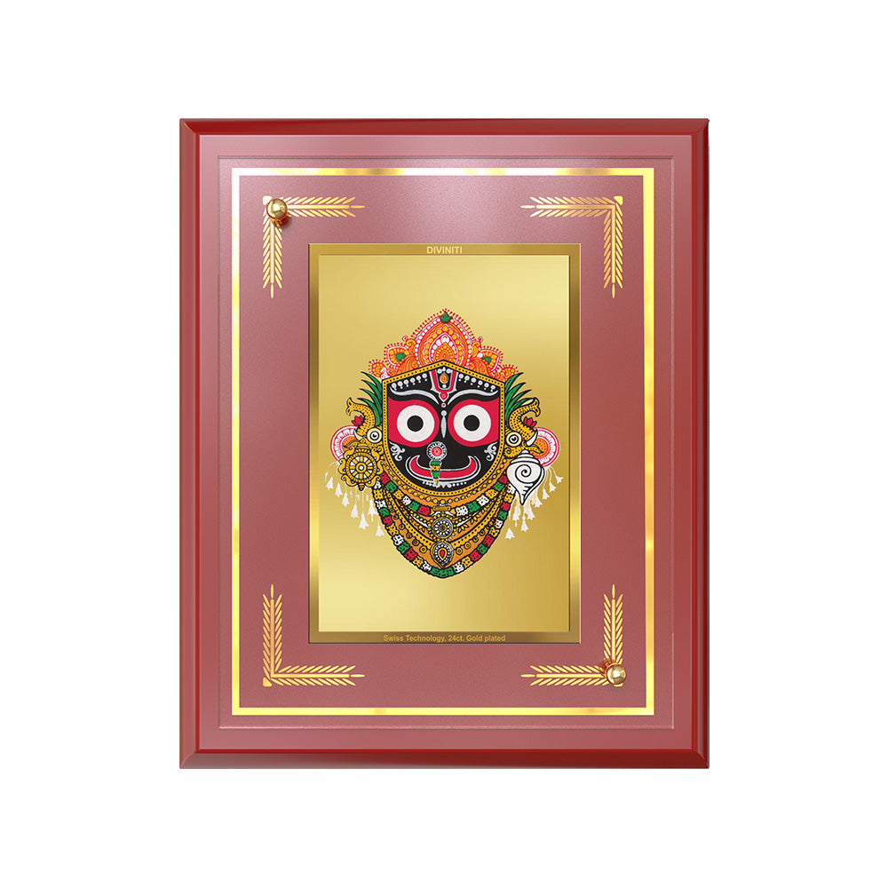 Diviniti 24K Gold Plated Lord Jagannath Blessing Tabletop Photo Frame | Divine Protection, Compassion & Spiritual Grace
