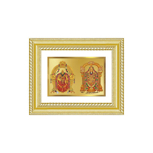 Diviniti 24K Gold Plated Padmavati And Balaji (Classic) Divine Wall and Table Top Frame for Home Mandir & Office Decor | Luxury Spiritual Gift