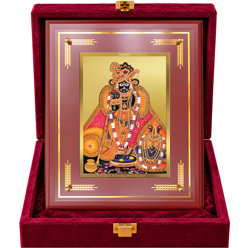 24K Gold-Plated Lord Banke Bihari MDF Frame | Premium Gift Box | 27x35 CM