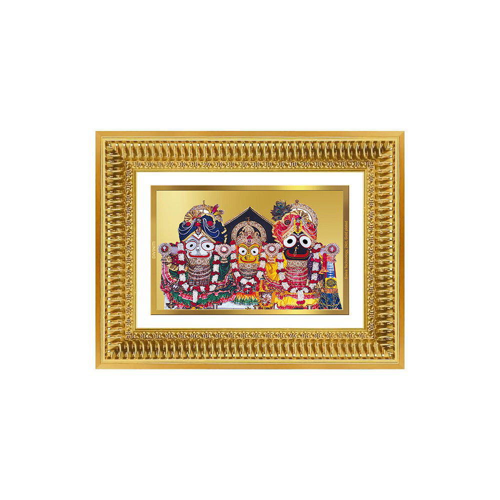 Diviniti 24K Gold Plated Jagannath Subhadra Balabhadra (Classic) Divine Wall Frame for Home Mandir & Office Decor | Luxury Spiritual Gift